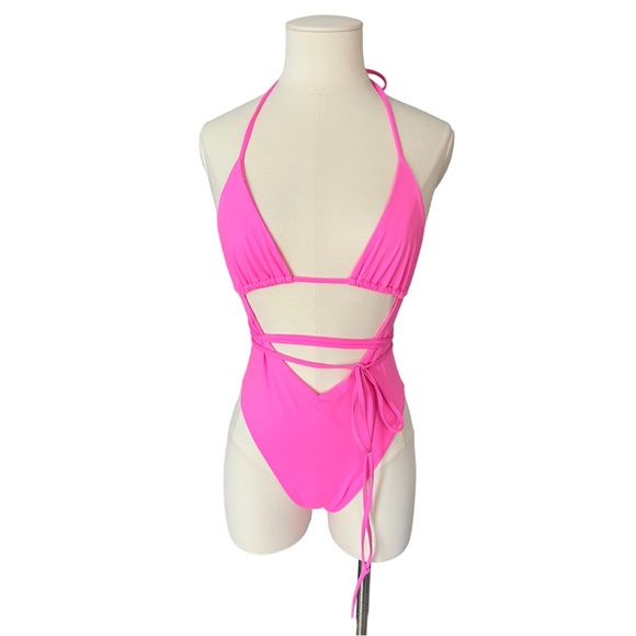 Frankie's Bikinis Swim Frankies Bikinis Gemma Wrap One Piece Pink